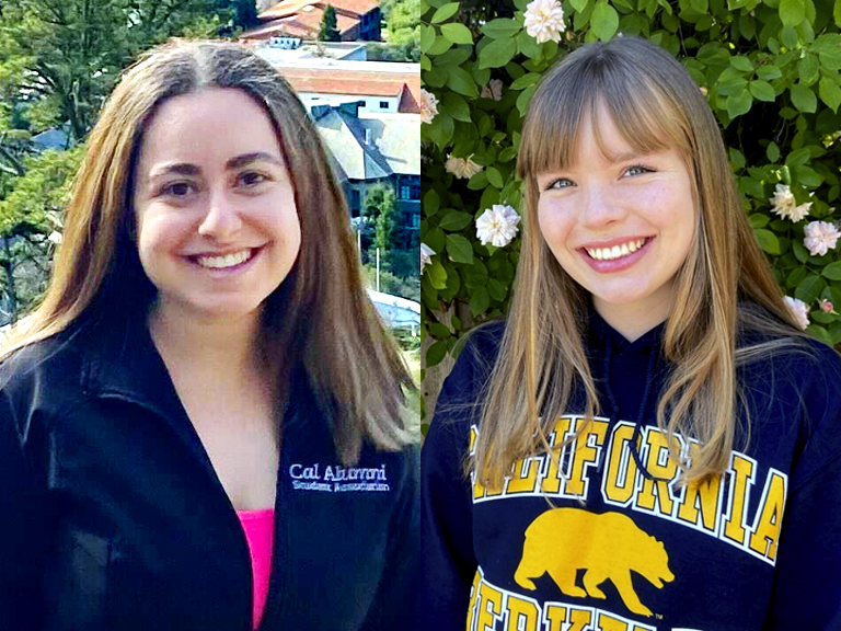 Left to right: Gaby Allaf and Sophia Dumesny, two students living on campus in spring 2021.