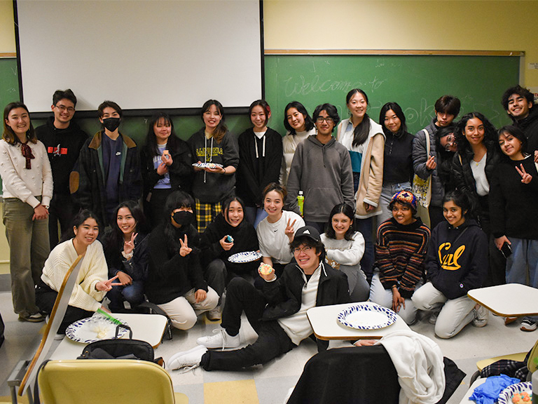 Nina Takahashi (center) and fellow members of the Nikkei Student Union.