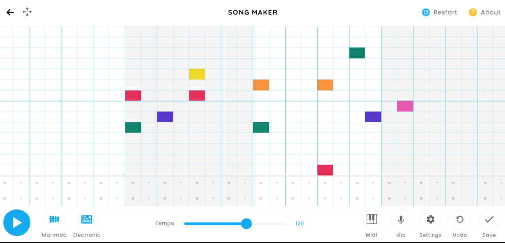 Caption: An exercise we did in class where we used a website to create a song. The instructors challenged us to relate the music to a certain emotion, like fear or joy.